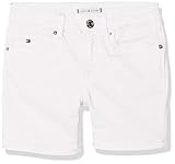  Tommy Hilfiger Mädchen Nora CDST Shorts Weiß (Bright White 123) 128 (Herstellergröße: 8)