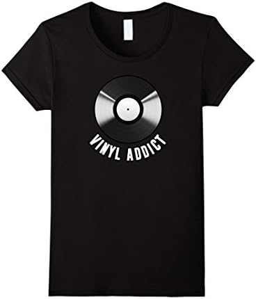 Women's Love Vinyl Shirt: Records Addict DJ Scratch Gift T-Shirt Small Black