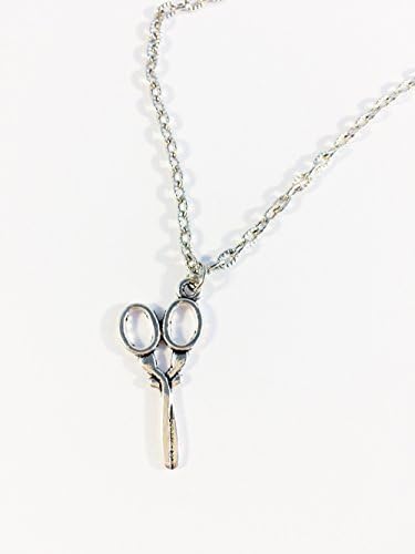 Silver tone scissor necklace crafter hairdresser gifts