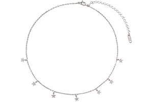 Happiness Boutique Femmes Collier Etoile en Couleur Argent | Ras-du Cou Délicat Pendentifs Minuscules Etoiles Bijoux Acier Inoxydable