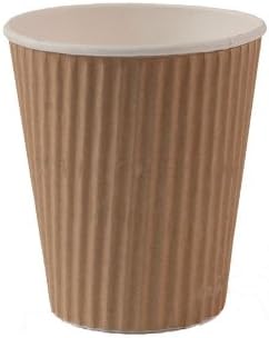 12oz Insulated Brown Kraft Ripple Coffee Cups x 50pcs