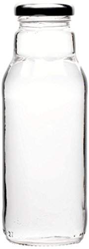gouveo 24er Set leere 300 ml Smoothie Flaschen incl. Schraubverschluss Silber und 28-seitige Flaschendiscount-Rezeptbroschüre Milchflaschen Saftflaschen Essigflaschen Ölflaschen - 2