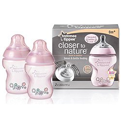 6 x  PINK CTN DECORATED BOTTLES 260ml/9oz,TOMMEE TIPPEE 