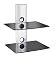 Produktbild Designer Habitat – 2 x schwebendes Glasregal Wandhalterung mit verstärkten Hartglas für DVD Spieler/ Kabelboxen/ Spielkonsolen/ TV Zubehoer - Silber