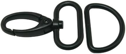 Metal Black 1 Inch Inside Diameter D Ring Lobster Clasps Buckle Connection Hook (Pack Of 6 Sets)