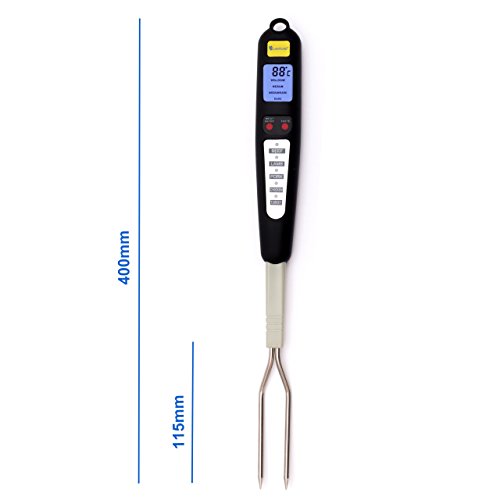 Lantelme 6024 Grillgabel und Grillhauben Thermometer im Grillzubehör Set – Digital Gabel Thermometer und Analog Grillthermometer - 6