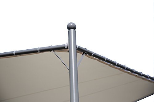 OUTFLEXX hochwertiger Deltapavillon aus silber mattem Aluminium, Dachrohre aus Stahl, Dach aus Polyester in beige, 350 x 350 x 288 cm, modern, Deltaform, dreieckig, wetterfest, Sonnensegel - 6