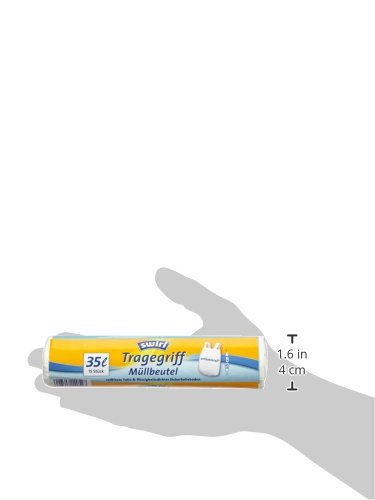 Swirl 4er Pack Müllbeutel mit Tragegriff, 35 Liter, Antibakteriell, 15 Stück pro Rolle, Weiß - 4