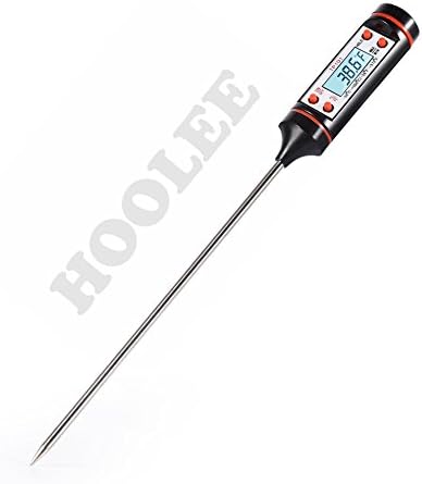 HOOLEE Cooking Thermometers, Patec Digital Instant Read LCD Screen Kitchen Cooking Thermometer Food Thermometer with Long Stainless Probe for All Food Grill BBQ and Candy with Battery Inside