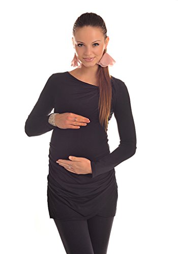 New Maternity Asymmetric Neck Top Tunic Pregnancy Size 8 10 12 14 16 18 6053 Variety of Colours (16, Black)