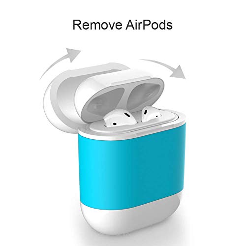 amzWOW Funda airpods y airpods 2 Auriculares Apple, Cubierta Protectora de Carga inalámbrica QI para Apple AirPods, Compatible con Cualquier Cargador inalámbrico Qi - Carga inalambrica (Azul)
