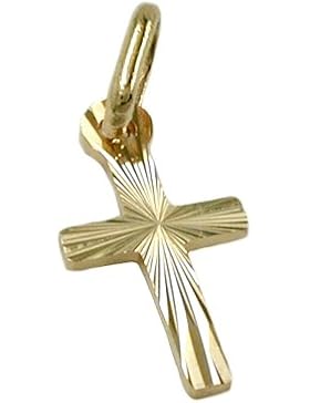 Unbespielt Kettenanhänger Anhänger für Halskette Unisex Kreuz diamantiert 585 Gold 14 kt 14 x 7 mm
