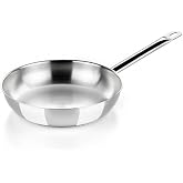 BRA Professional frying pan 28 cm, 18/10 stainless steel, non-stick, triple diffuser bottom, suitable for heat sources, inclu