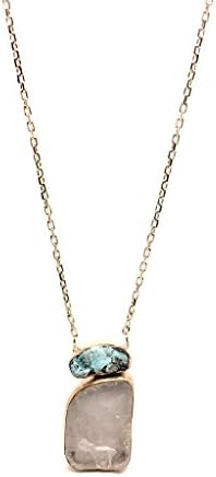 Naked Nation 925 Sterling Silver, Rose Quartz and Turquoise Pendant with Rose Gold Necklace. Gift Box Included, Gifts for Women. Reduce Stress and Soothes those around the Stone