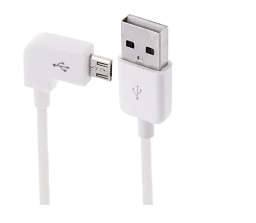 5m Micro USB Kabel 90 Grad Ladegerät Sync Daten für Samsung HTC Sony (Weiß)