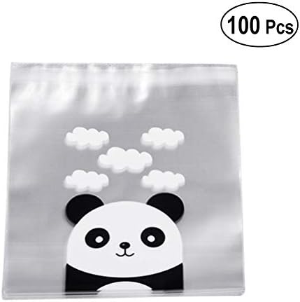 Toyvian Cellophane Panda Candy Bags - Animal Treat Goody Bags, 8" x 5.5", Pack of 100
