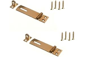 TERF® Solid Brass Hasp and Staple Set 50mm [ 2 inch ] including Fixing Screw For Use with Outdoor House Cabinet Cupboard Cage Door and Multi Purpose Use - Pack of 2