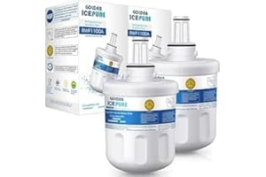 GOLDEN ICEPURE RWF1100A Lot de 2 filtres à eau de rechange pour Samsung Aqua Pure Plus DA29-00003G, DA29-00003F, HAFIN1, HAFIN1/EXP, DA29-00003B, DA29-00003A, DA97-06317A, RFC1100A