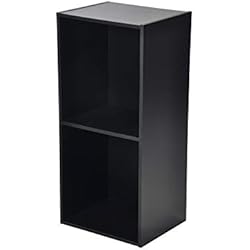 HOMEA Cube de Rangement 2 Niches, Panneaux de Particules, Noir, 34,4x29,5x67,6 cm