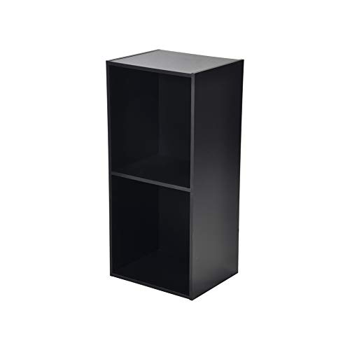 HOMEA Cube de Rangement 2 Niches, Panneaux de Particules, Noir, 34,4x29,5x67,6 cm