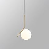 Partenopea® Lampadario a sospensione lampada moderna da soffitto con corpo in metallo color bronzo e sfera in vetro attacco p