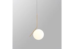 Partenopea® Lampadario a sospensione lampada moderna da soffitto con corpo in metallo color bronzo e sfera in vetro attacco per lampadina G9 (lampadina esclusa, Sfera 15 cm)
