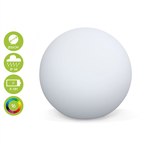 Alice's Garden - Iluminacion exterior, LED para jardin, 50cm Bola luminosa multicolor recargable sin cables - 16 colores - ESFERA LED Ø30CM