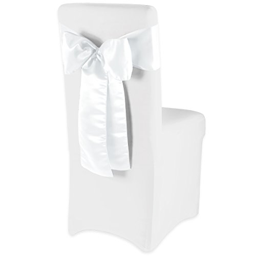 Gräfenstayn Stuhlschleife Louisa aus Satin 275×15 cm Satinschleife Schleifenband (Weiß) - 2