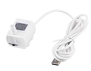 Driew 3W DC 3.5-8V USB Water Pump with Power Cord, Solar Mini Submersible,Brushless,Waterproof (USB Water Pump White)