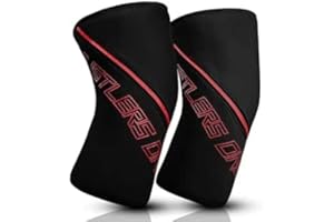 Hustlers Only 7MM Gym Knee Sleeves for Powerlifting, Weightlifting Double Ply Knee Sleeves for Support, knee Pian Relief and Protection Heavy Duty Pair for Strongman and Women (Black/Red, XXL)