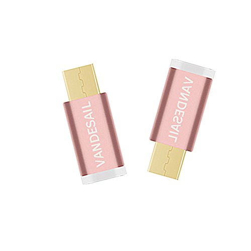 USB C Adapter, VANDESAIL® Type C 3.1 auf Micro USB Ladekabel Datenkabel Kabel Adapter Konverter für MacBook 12inch 2015, Lenovo ZUK Z1, MI 4C, Nokia N1, Chromebook (Alloy-Gold, Rose)