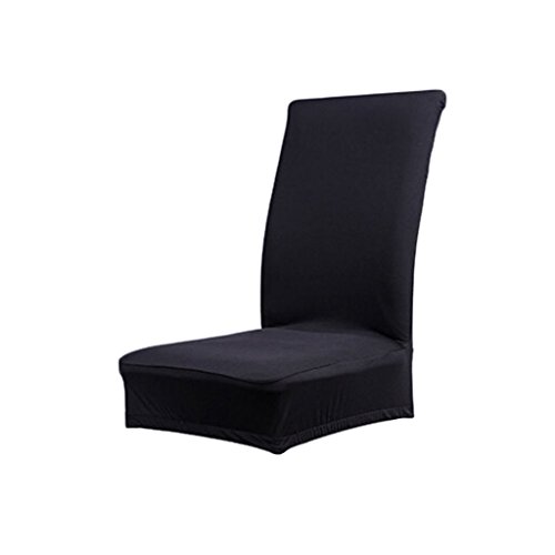 Solid Color Soft Polyester Spandex Dining Stool Chair Cover Slipcover Black