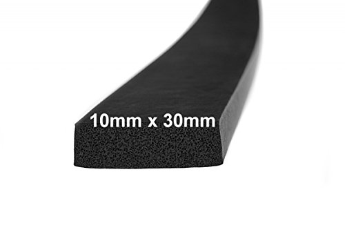 Preisvergleich Produktbild 1m Moosgummidichtung Vierkantprofil 10mm x 30mm - Schwarz - MV 01030