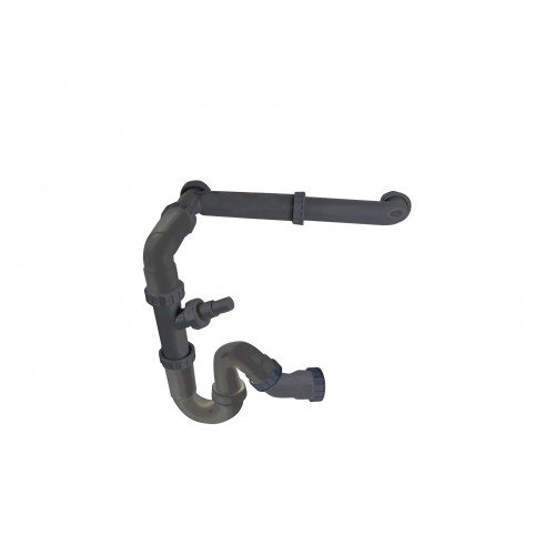 Doppelter, raumsparender Siphon/ Multifunktion Sifon Mizzo/ Röhrensiphon 1 1/2“ für Küchenspüle, Geschirrspüler und Waschmaschine. Anschluss waagerecht oder vertikal. - 4