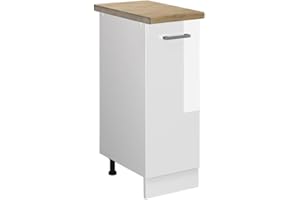 ‎VICCO Vicco Apothekerschrank R-Line, Medizinschrank für die Küche, Weiß Hochglanz/Weiß, 30 cm, AP Eiche