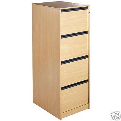Maestro 4 Drawer Wooden Wood Filing Cabinet Foolscap - Beech