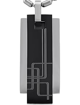 Hanessa Geschenk zu Weihnachten Schmuck für Männer Herren Halskette mit Schwarzem Tribal Anhänger aus Edelstahl...