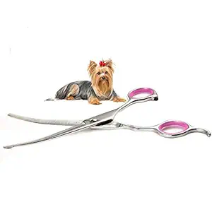 Dog Grooming Scissors Curved 7 Inch Stainless Steel with Safety Round Tips Professional Pet Grooming Shears for Dogs and Cats