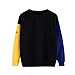 Produktbild URSING Damen Langarm Parthwork Sweatshirt Pullover Bluse Oberteile Casual Rundhals Tops Langarmpullover Langarmshirt Longsleeve Kapuzensweatshirt Pulli mit Rundhalsausschnitt (Blau,M)