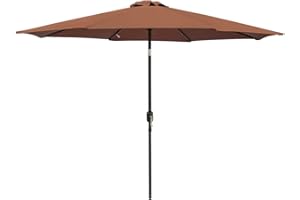 GREEN BAY Greenbay 2.7m Round Parasol - Tilt Sun Shade Canopy Umbrella for Outdoor Garden Patio Summer Camping- Coffee
