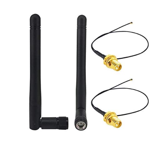 Wireless + 2 X 25Cm WiFi Cable Ipx Ipex Mhf4M.2 Ngff U.Fl to Rp SMA Female Pigtail WiFi Cable for Personal Computer, Smartphone, Router - Pack of 2 Each, Black