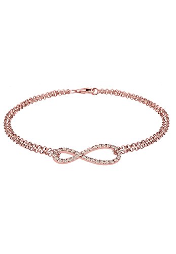 Preisvergleich Produktbild Elli Damen Schmuck Armband Gliederarmband Infinity Unendlichkeit Liebe Freundschaft Forever Liebesbeweis Silber 925 Rosé Vergoldet Swarovski® Kristalle Gold Länge 18 cm