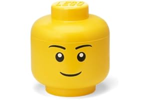 ROOM COPENHAGEN LEGO Storage Head (MINI) - BOY - Polypropylene Storage Box with Lid for Kids' Toy Storage Stackable Organizer and Fun Storage Solution
