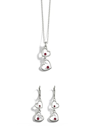 Sempre of London The Royal Designer Piece Swiss Cubic Zirconia Red Heart Verano Silver Plated Pendant with Designer Earrings for Girls & Women. for Those Royal Looks.