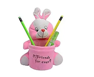 ZUKU Brand Presents~Rabbit Face Pen Stand Soft Toys for Girls Kids Playing Toy Birthday Gift Car Back Home Office Table Decoration