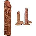 RJ7g- Flesh-Colored Soft Silicone Material Male Extended Silicone Sleeve Kit (7.87 Inch), Suitable for Men or Couples, Portable Design for a More Desired Experience