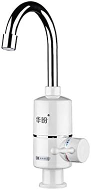 360°Rotation Electric Water Tap Kitchen bathroom Instant Hot Water Tap LED Digital Display 220V (white) with hand shower Classic Instant Tankless , A