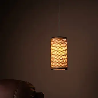 Kraftinn Bamboo Starnet Hanging Lamp Shade (12inch, Natural Brown)