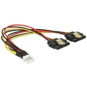 DeLOCK Câble Power Floppy 4 broches mâle vers 2 x SATA 15 broches femelle métal – 20 cm