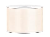 Eine Rolle mit Satinband SiDeSo® SATINBAND 25m x 50mm viele Farben Hochzeit Dekoband Geschenkband Antennenband Schleifenband (elfenbein)